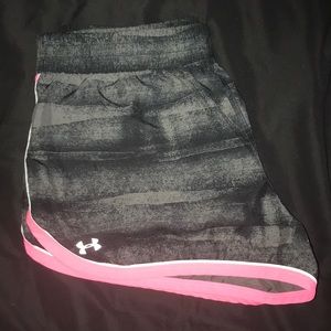 Pink and Black Under Armour Running Shorts
